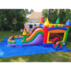 mega modern rainbow water slide bounce house combo 1756850557 The Party Palace